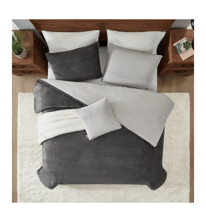 UGG® Brody Reversible Comforter Sets - Charcoal