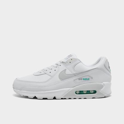 Men's Nithtke Air Max 90 Casual Shoes - Part 2 - White/Photon Dust/Hyper Turquoise - Left shoe facing left. Outside of the shoe.