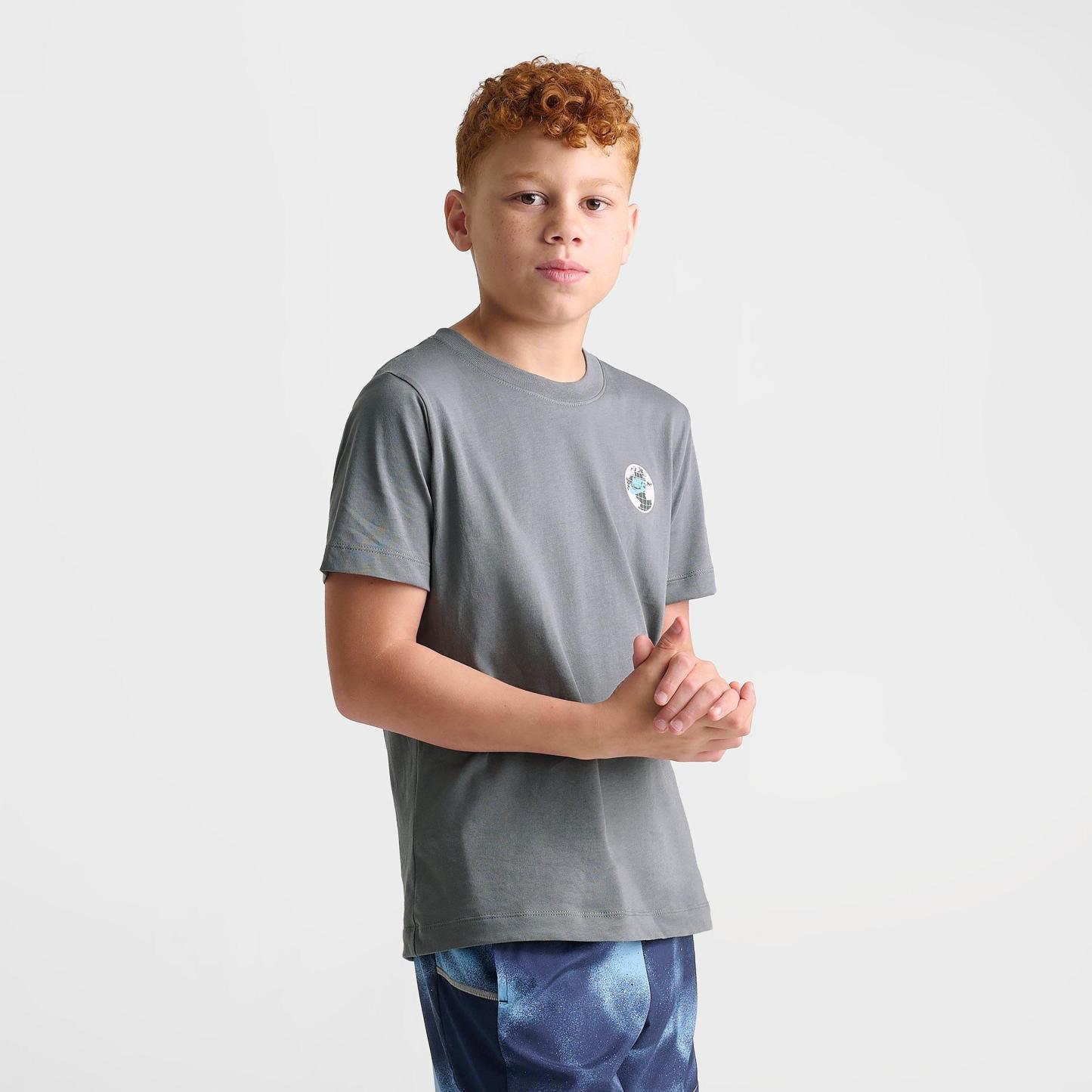 Big Kids' Nithtke Sportswear World T-Shirt - Smoke Grey