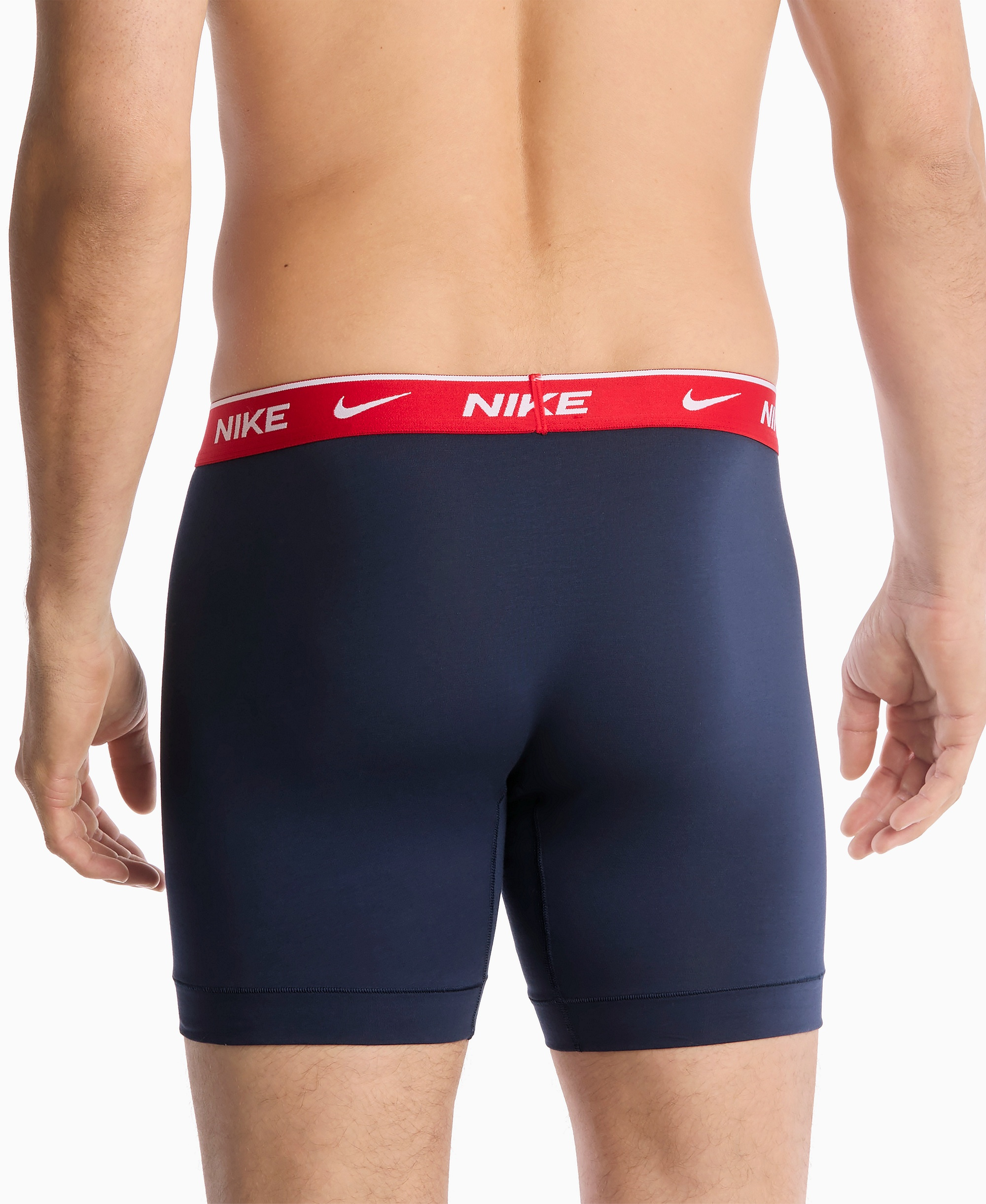 Nike Mens Dri-FIT Essential Cotton Stretch Boxer Briefs, 3-Pack - Obsidian/Cool Gray/Uni Red