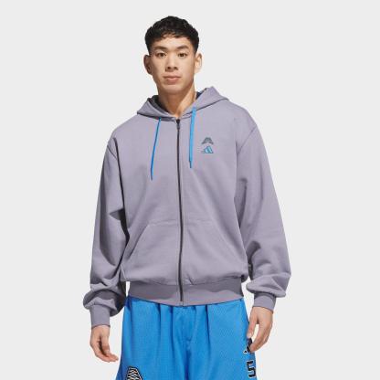 Men's adidas Anthony Edwards Foundation Full-Zip Hoodie - Slate