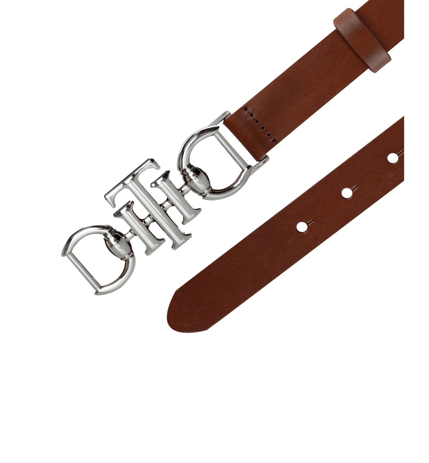 Tommy Hilfiger Women's Skinny Double Ended Horsebit Buckle Dress Casual Belt - Cognac