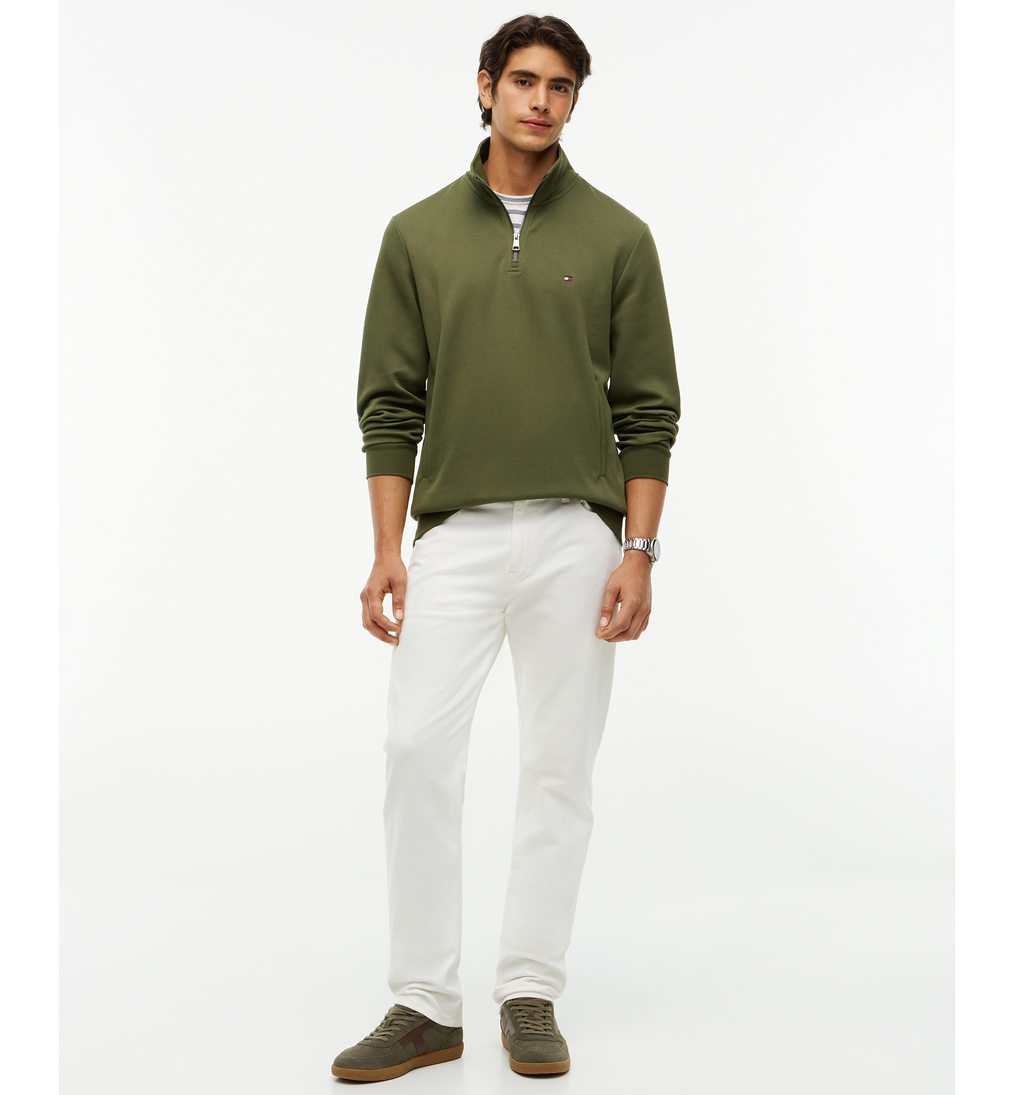 Tommy Hilfiger Men's Essential Intechno Knit Regular-Fit Quarter-Zip Sweatshirt - Hunstman Green