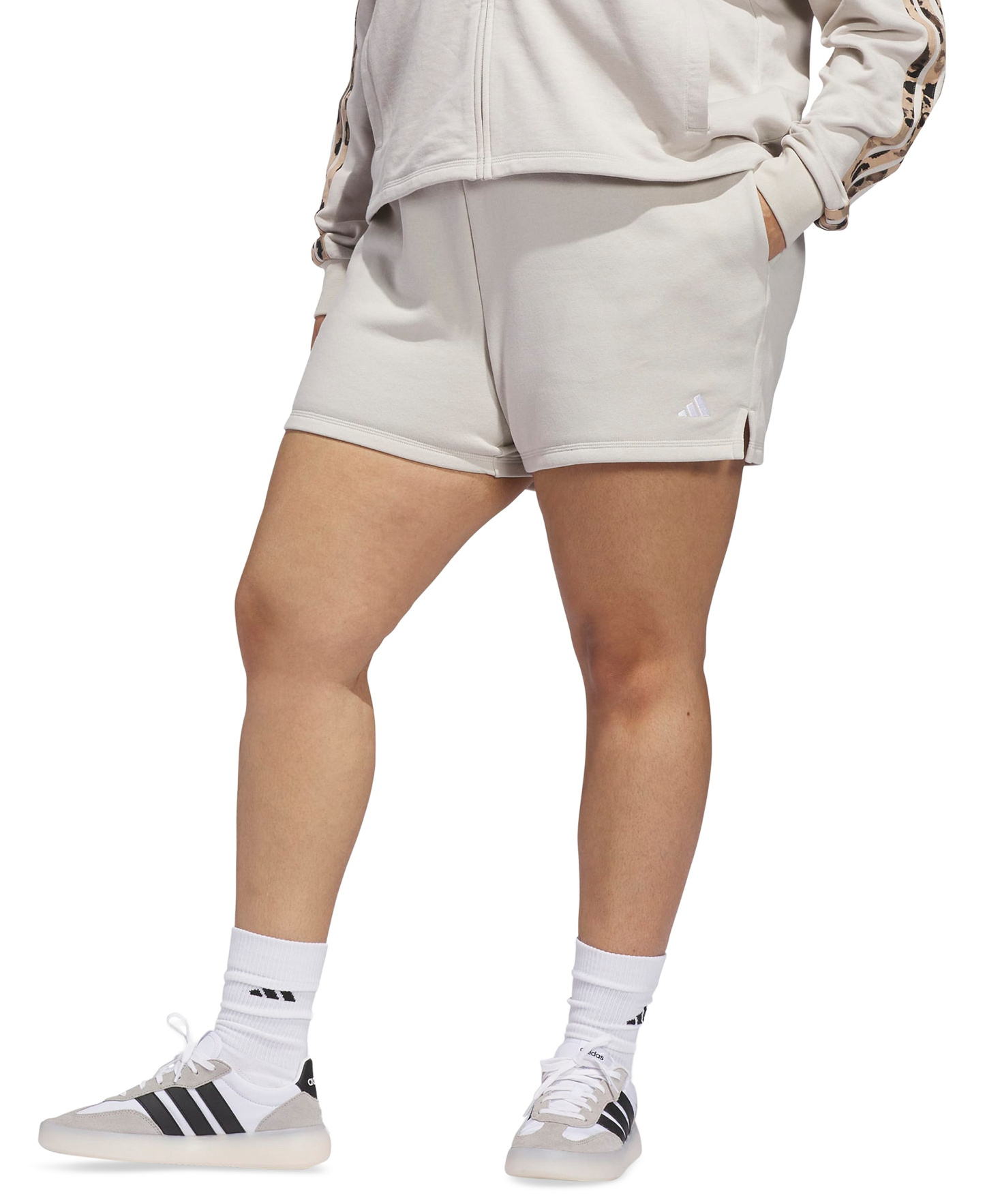 adidas Plus Size Essentials Small Logo Shorts - Wonder Alumina