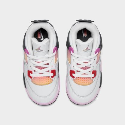 Kids' Toddler Air Jordan Retro 4 Basketball Shoes - Off White/Anthracite/Fire Pink - view 5
