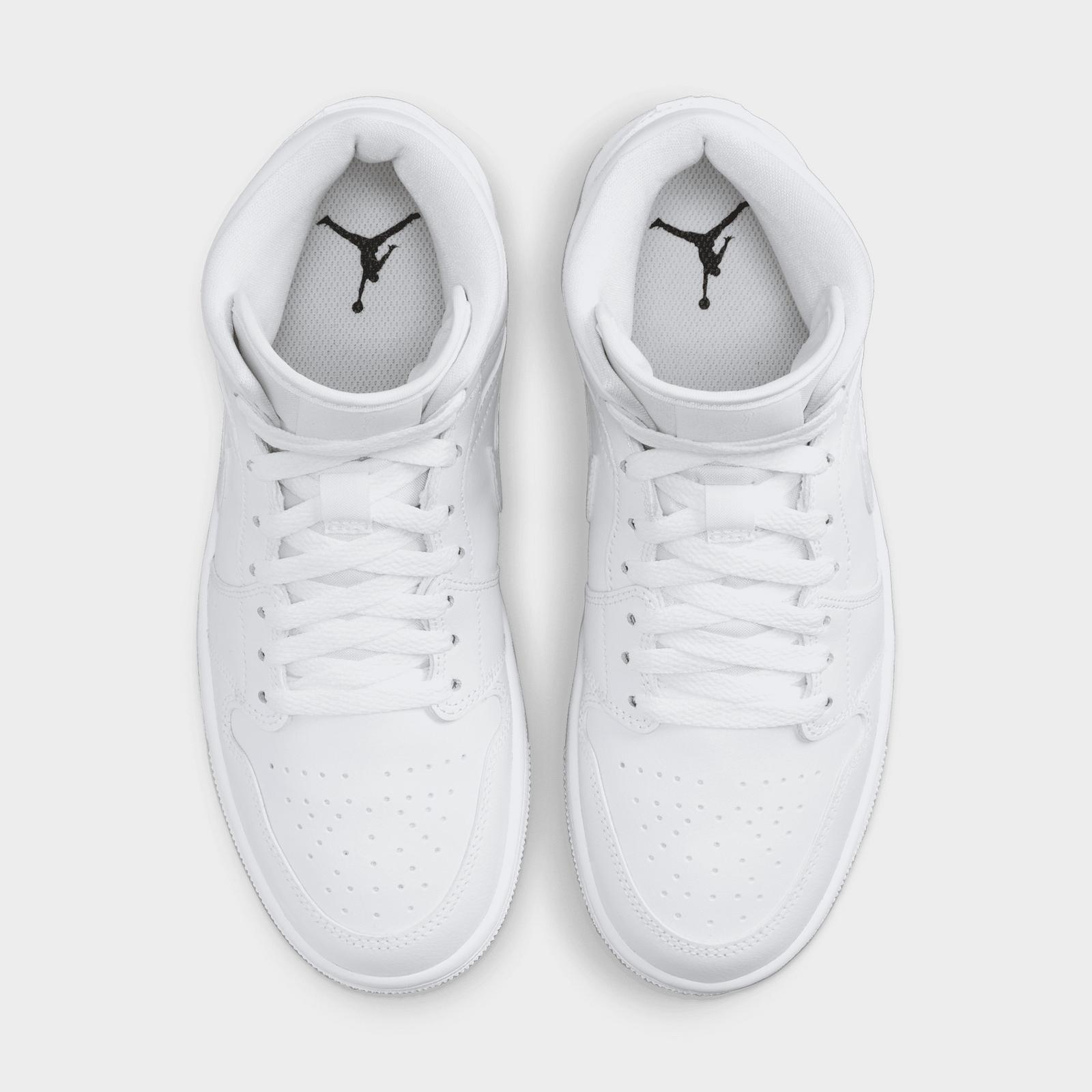 Women's Air Jordan Retro 1 Mid Casual Shoes - White/White/White - view 5