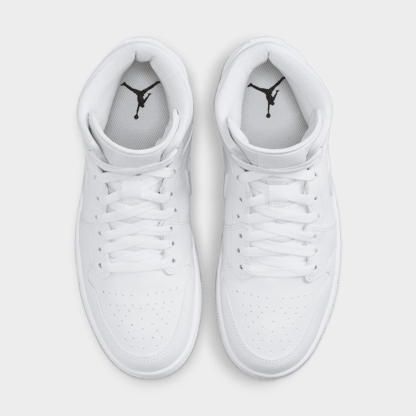 Women's Air Jordan Retro 1 Mid Casual Shoes - White/White/White - view 5