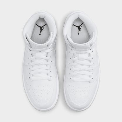 Women's Air Jordan Retro 1 Mid Casual Shoes - White/White/White - view 5