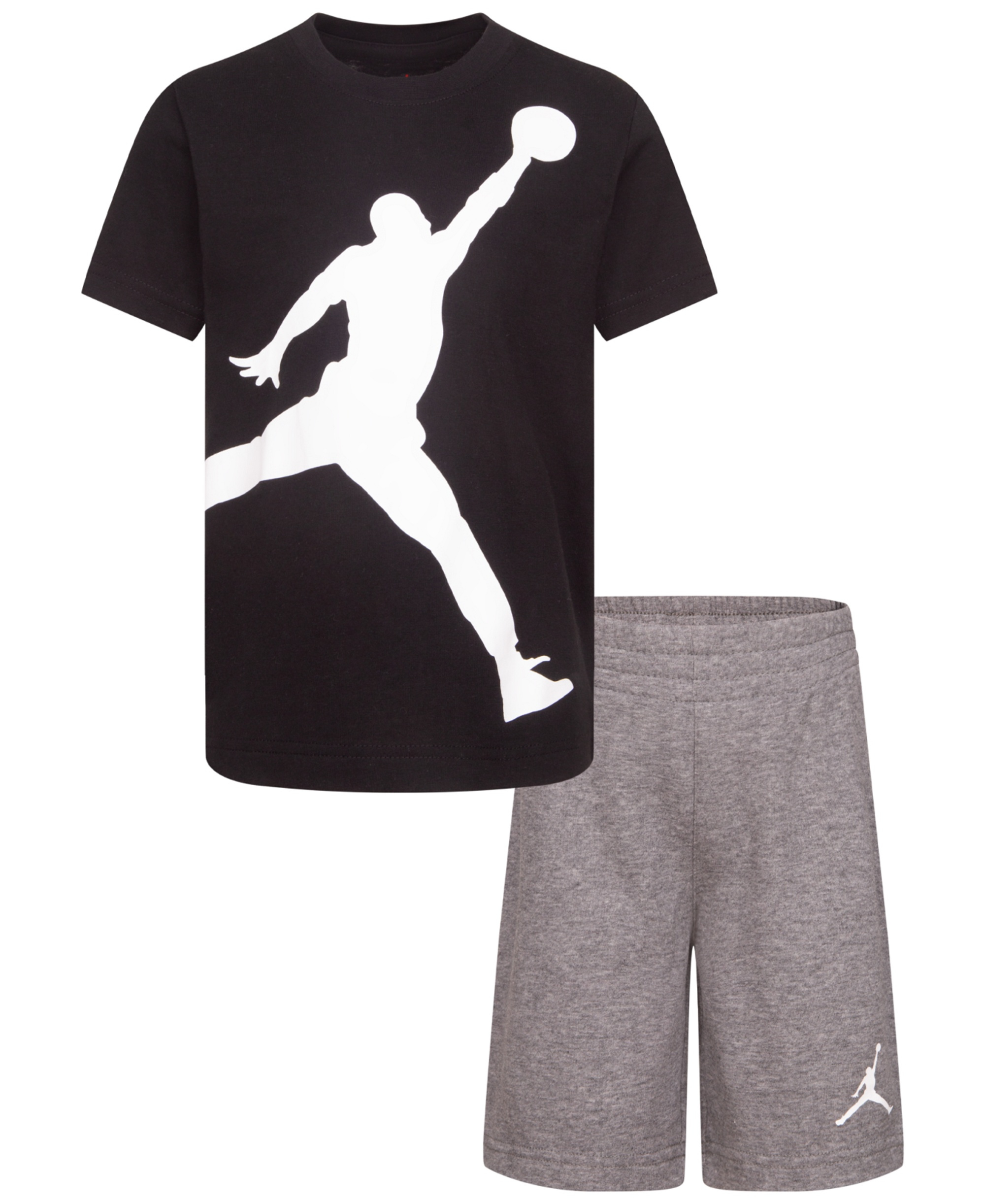 Jordan Boys' 4-7 Jumbo Jumpman T-Shirt and Shorts, 2-Piece Set - Carbon Heather