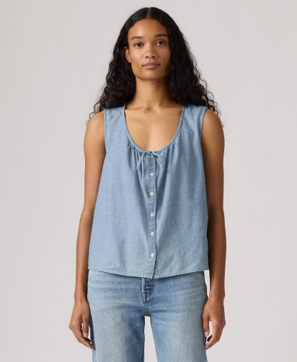 Levi's Women's Luella Sleeveless Tie-Neck Blouse - Breezy Blues
