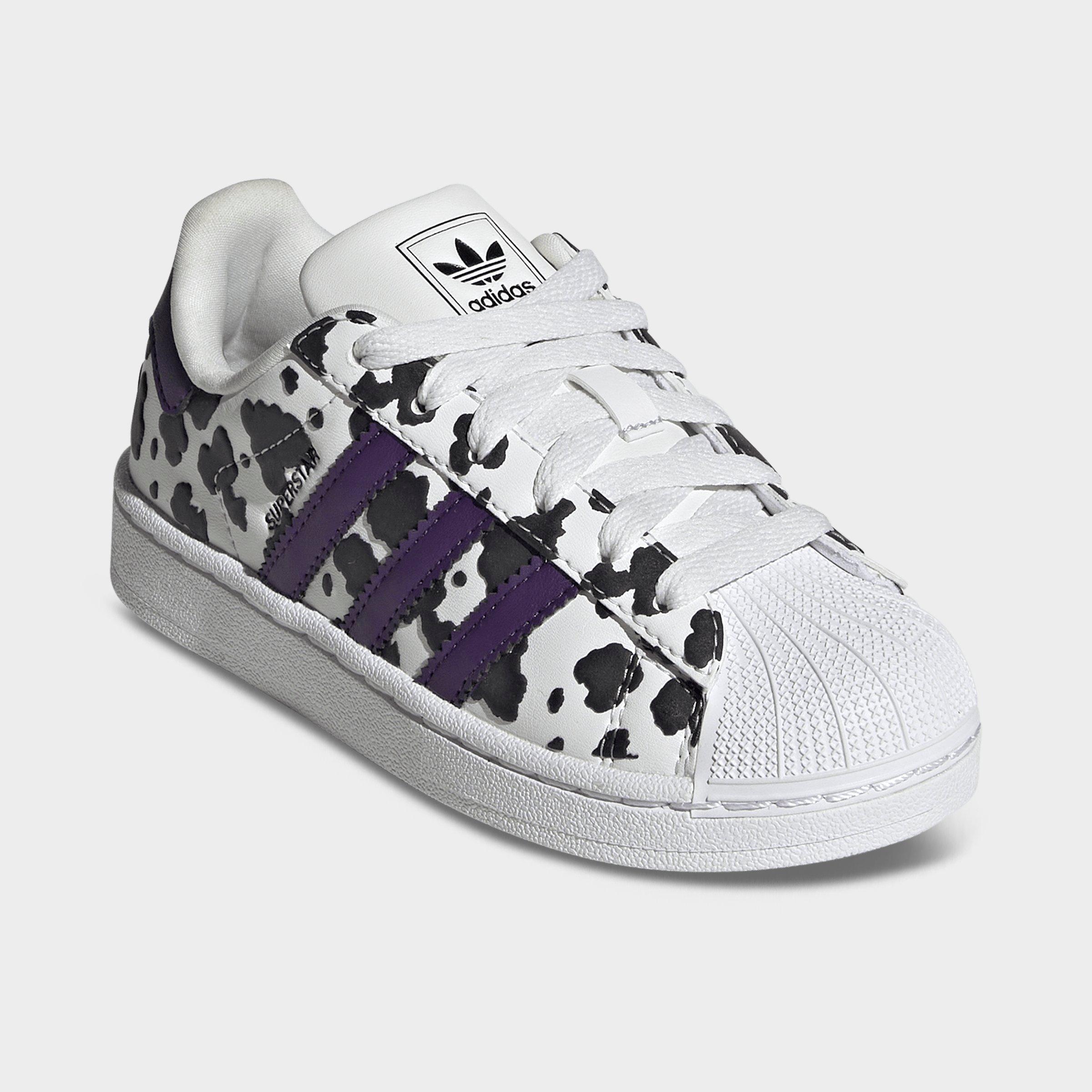 Little Kids' adidas Originals Superstar II Casual Shoes - Crystal White/Violet/Cloud White - Both shoes facing left