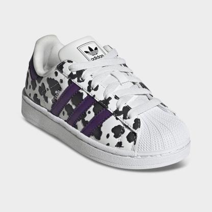 Little Kids' adidas Originals Superstar II Casual Shoes - Crystal White/Violet/Cloud White - Both shoes facing left