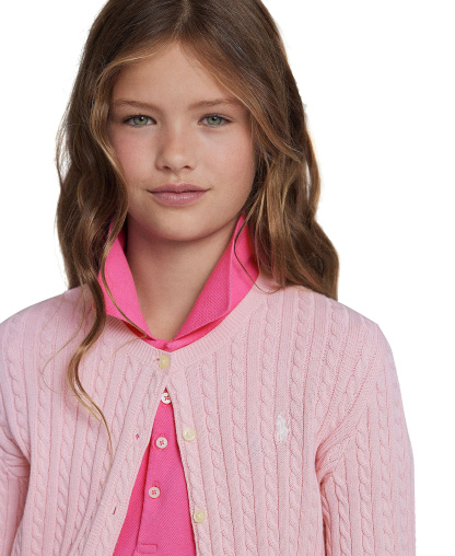 Polo Ralph Lauren Girls' 7-16 Cable-Knit Cotton Cardigan - Hint of Pink