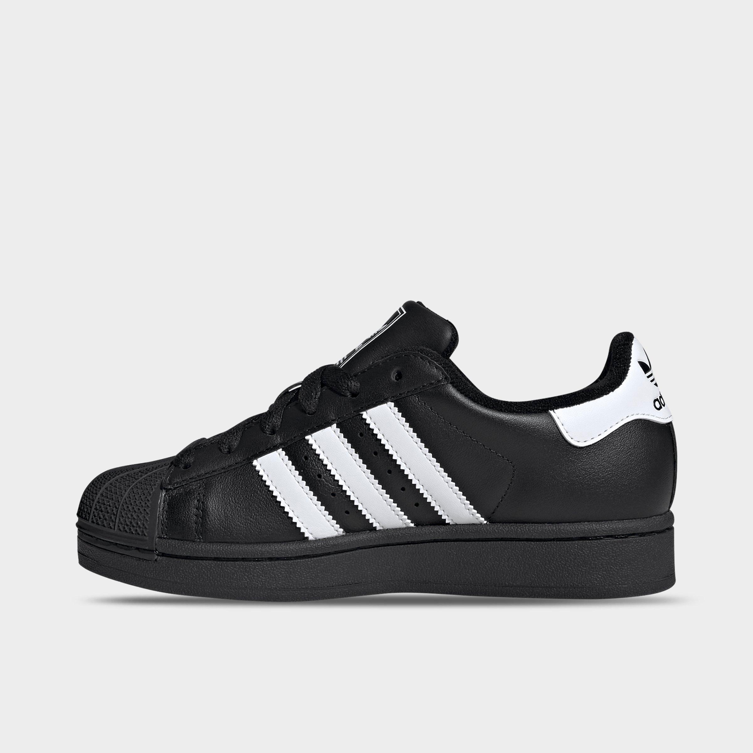 Big Kids' adidas Originals Superstar II Casual Shoes - Black/White - Left shoe facing left. Outside of the shoe.