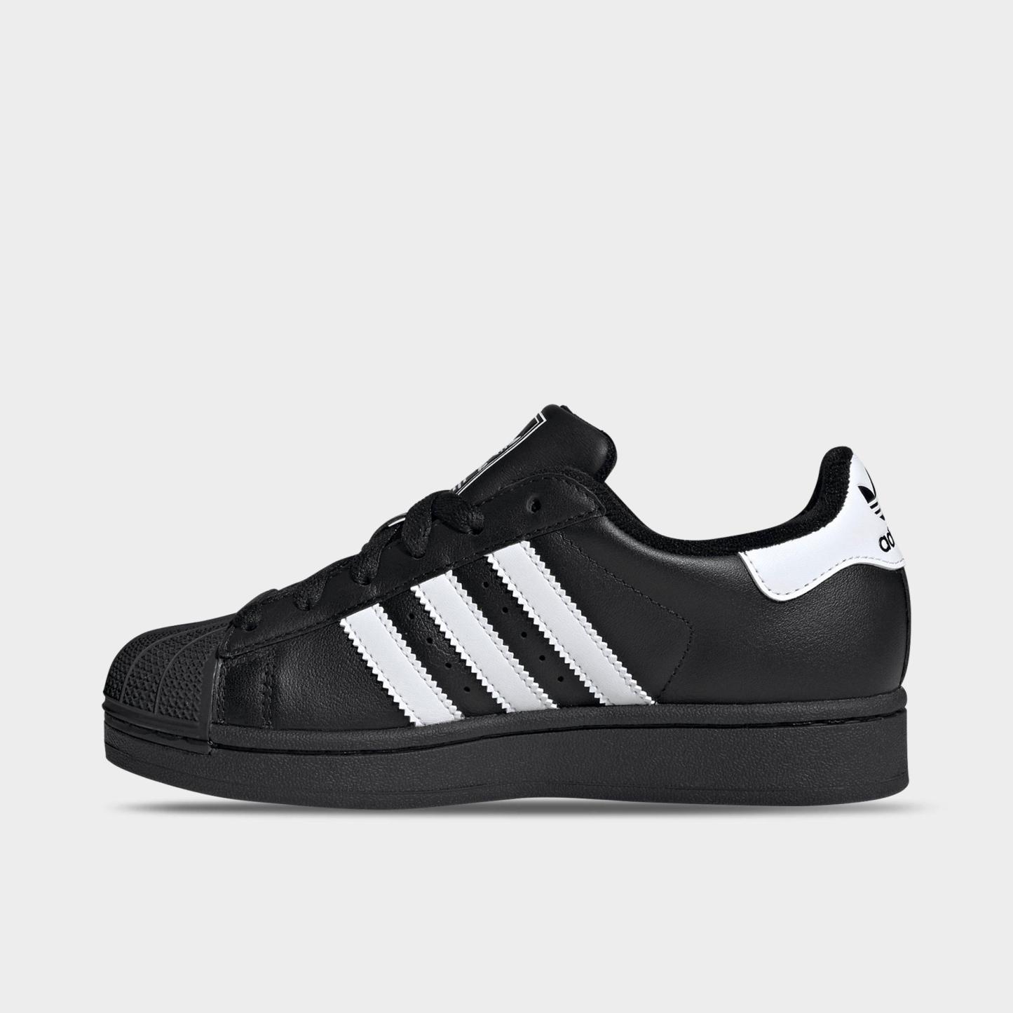 Big Kids' adidas Originals Superstar II Casual Shoes - Black/White - Left shoe facing left. Outside of the shoe.