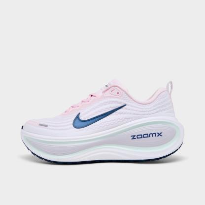 Women's Nithtke Vomero Plus Running Shoes - Part 1 - Pearl Pink/Midnight Blue/Barely Green/White - Left shoe facing left. Outside of the shoe.