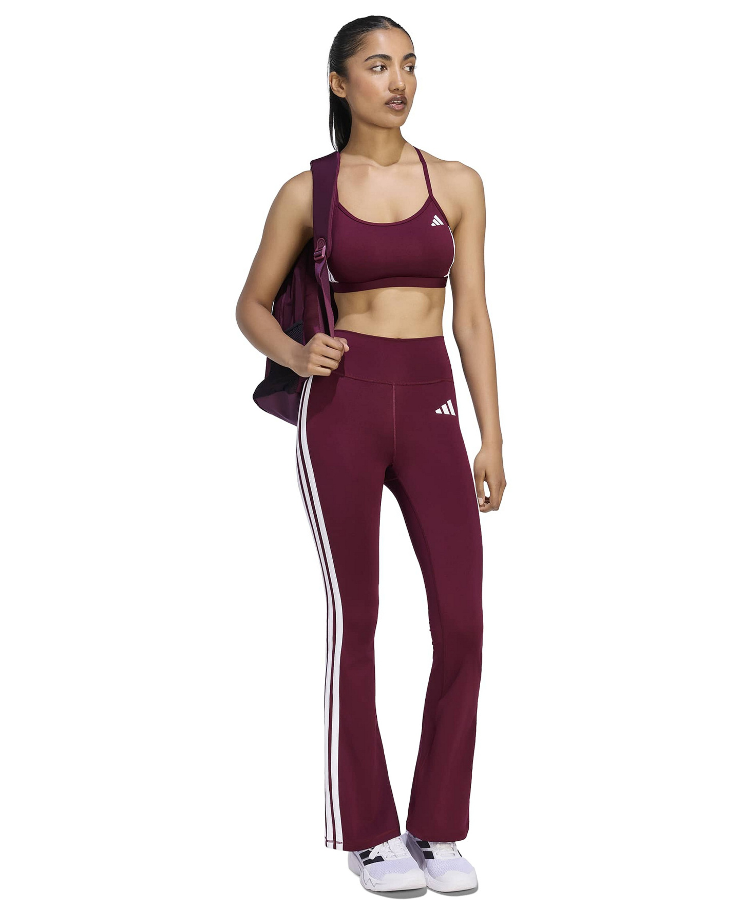 adidas Women's Optime Essentials 3-Stripes Flared Leggings - Black/White