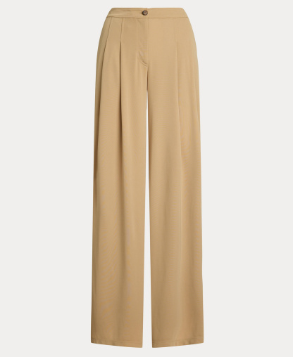 Lauren Ralph Lauren Women's Pleated Stretch Jersey Wide-Leg Pants - Birch Tan