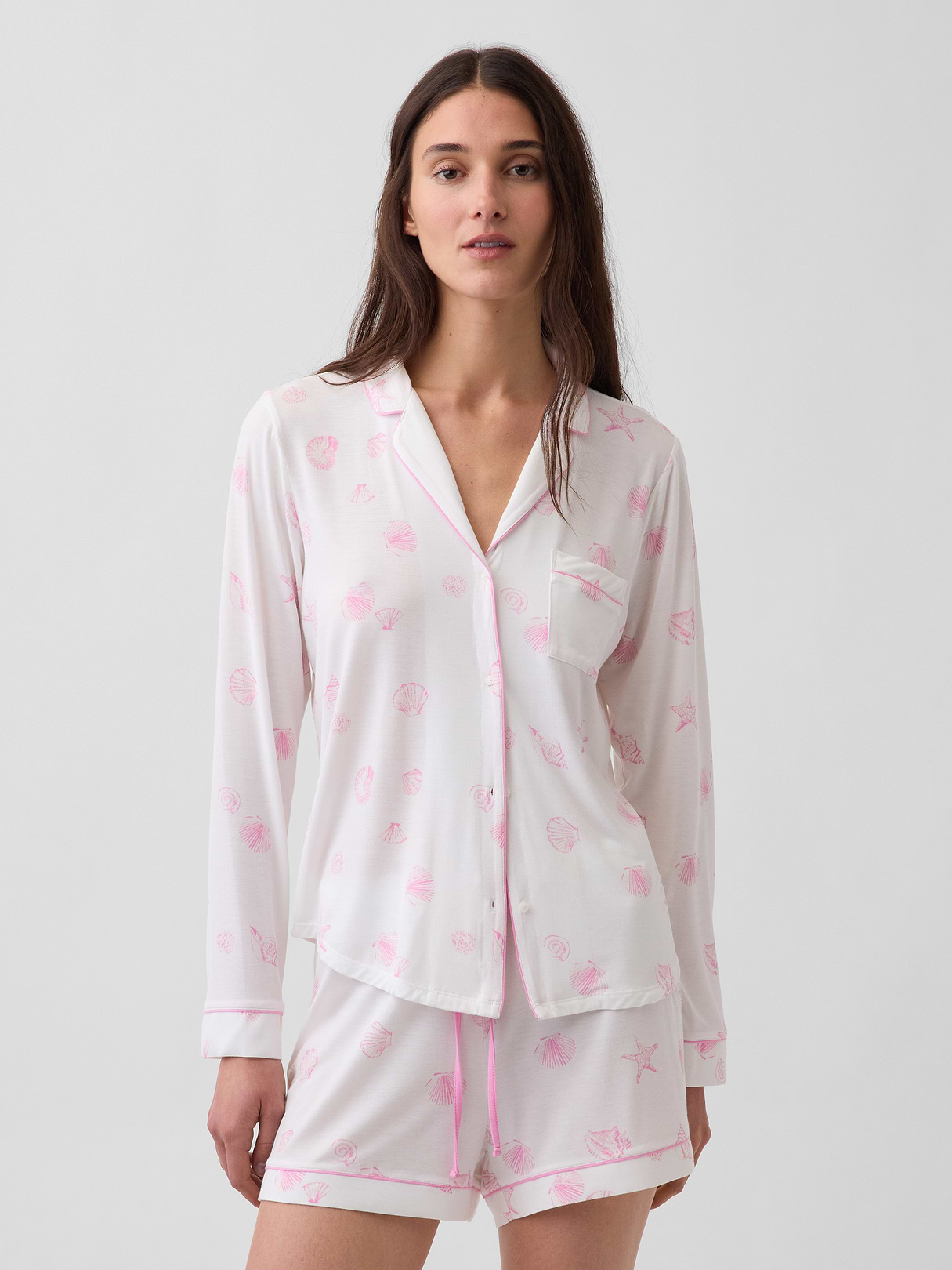 SoftMade Modal PJ Top - Sea shell pink print