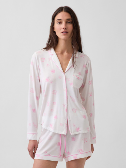 SoftMade Modal PJ Top - Sea shell pink print