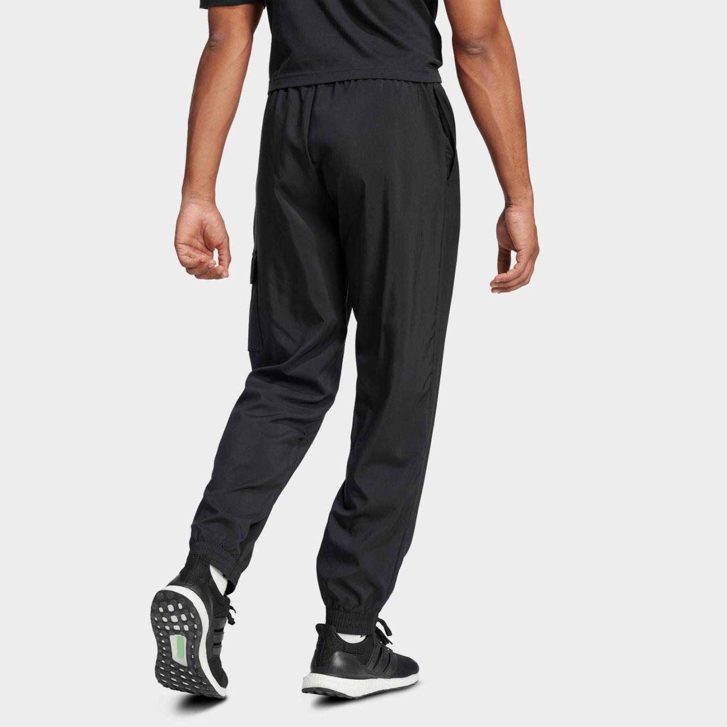 Men's adidas Essentials Small Logo Cargo Pants - Black/White - view 3