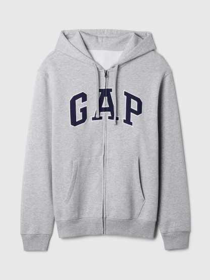 Adult VintageSoft Arch Logo Zip Hoodie - Light heather grey