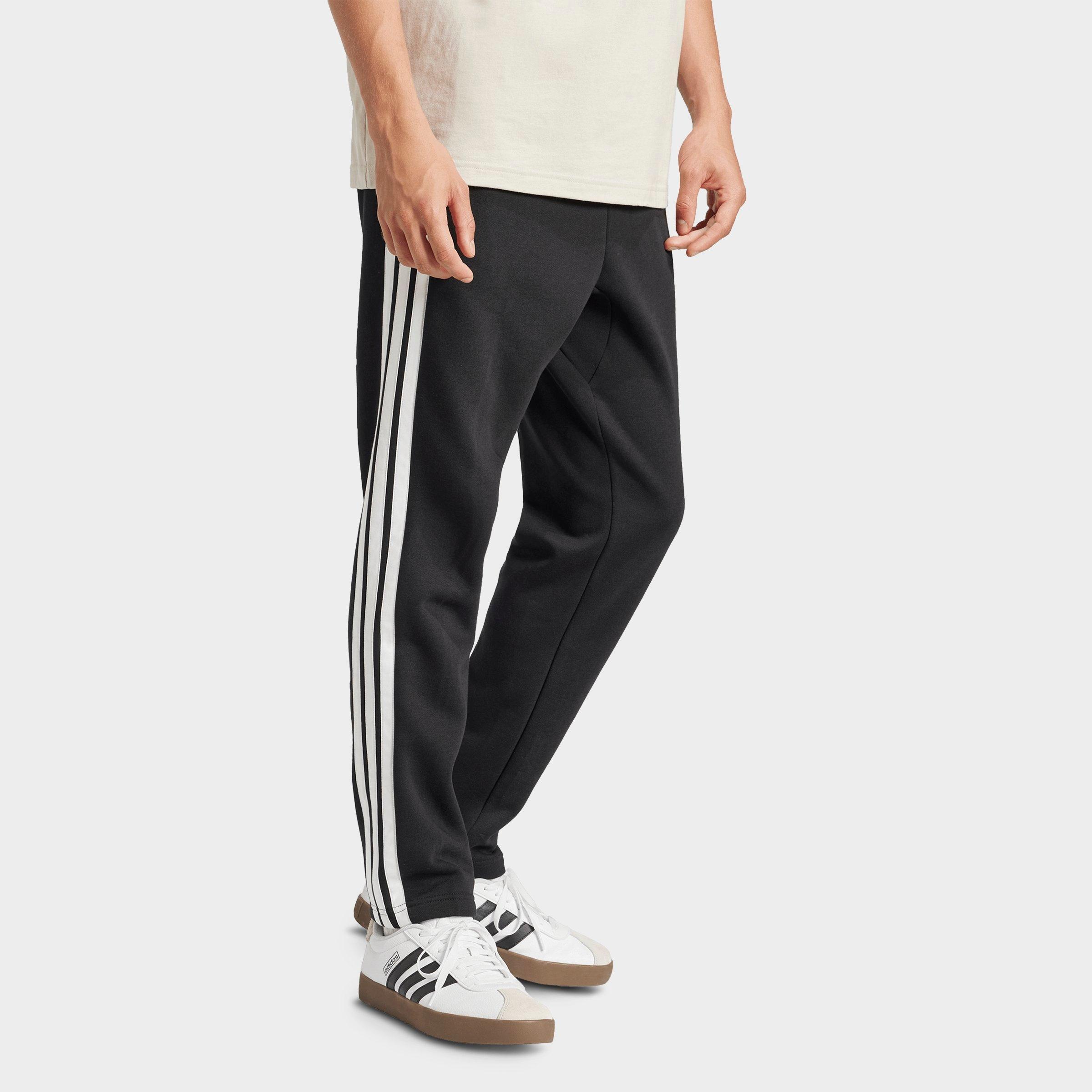 Men's adidas Essentials 3-Stripes Open Hem Fleece Pants - Black/White