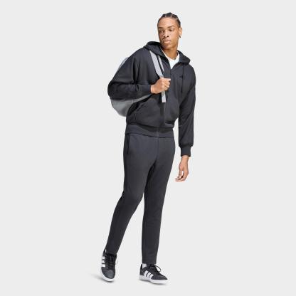 Men's adidas Essentials 3-Stripes Open Hem Fleece Pants - Black/Black