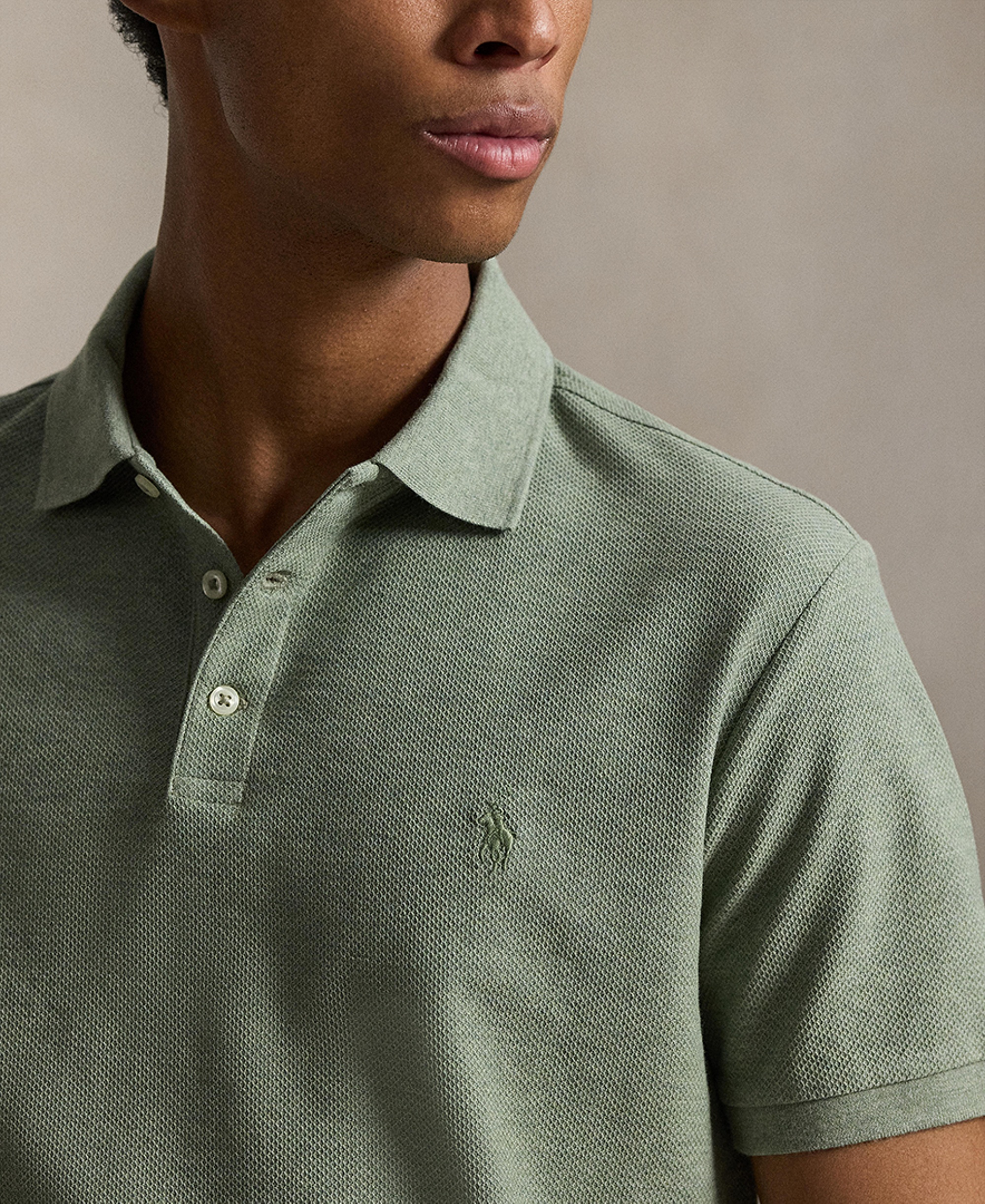 Polo Ralph Lauren Men's Custom Slim-Fit Honeycomb-Mesh Polo Shirt - Greenery Heather