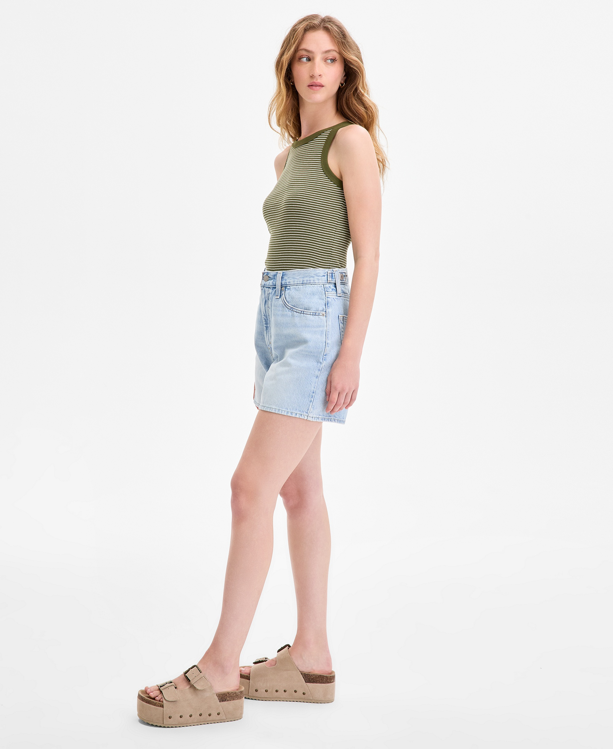 Levi's Women's Cotton Cinch-Waist Denim Shorts - Abraided Art Short - Light Wash