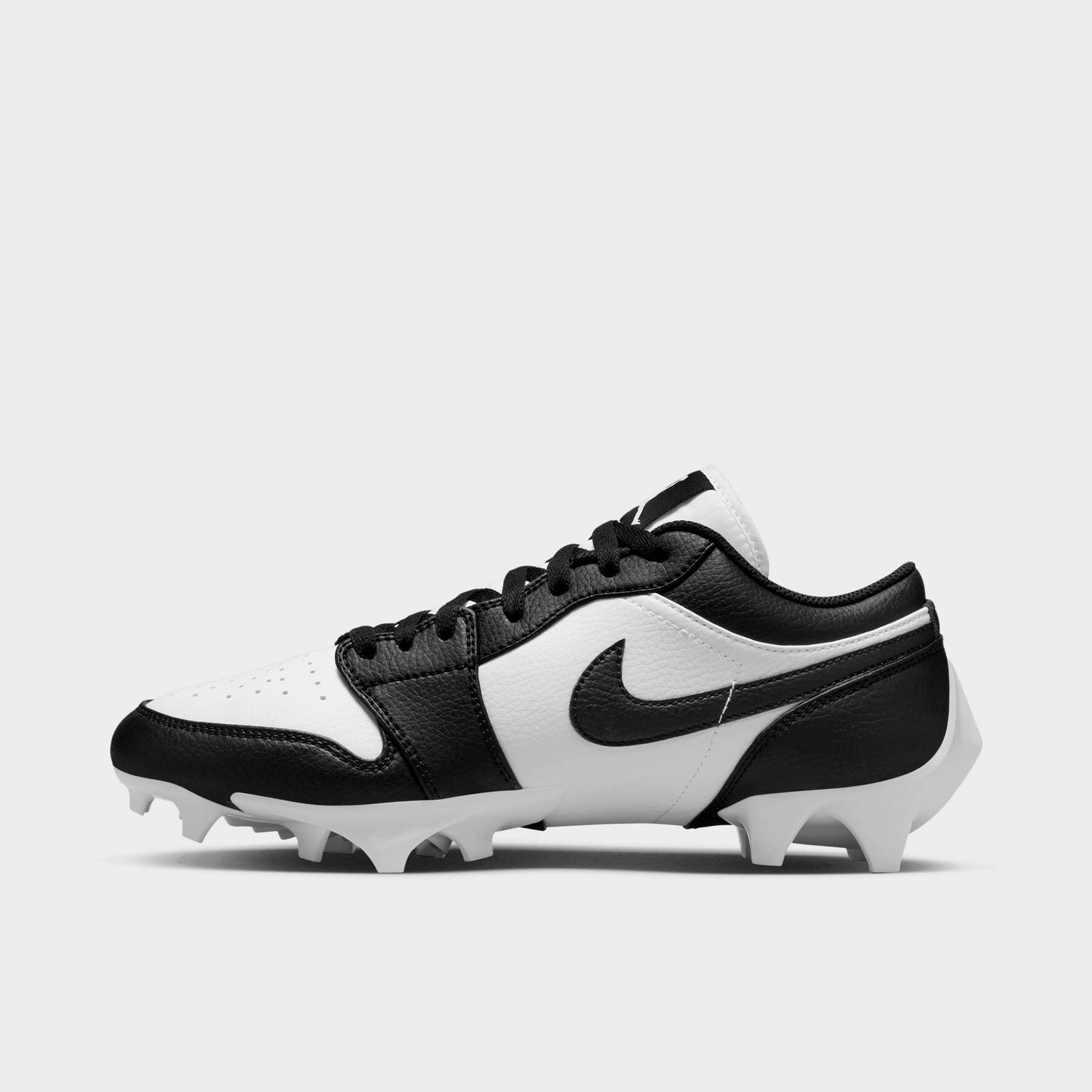 Men's Jordan 1 Low TD Football Cleats - White/Black/Black - view 1