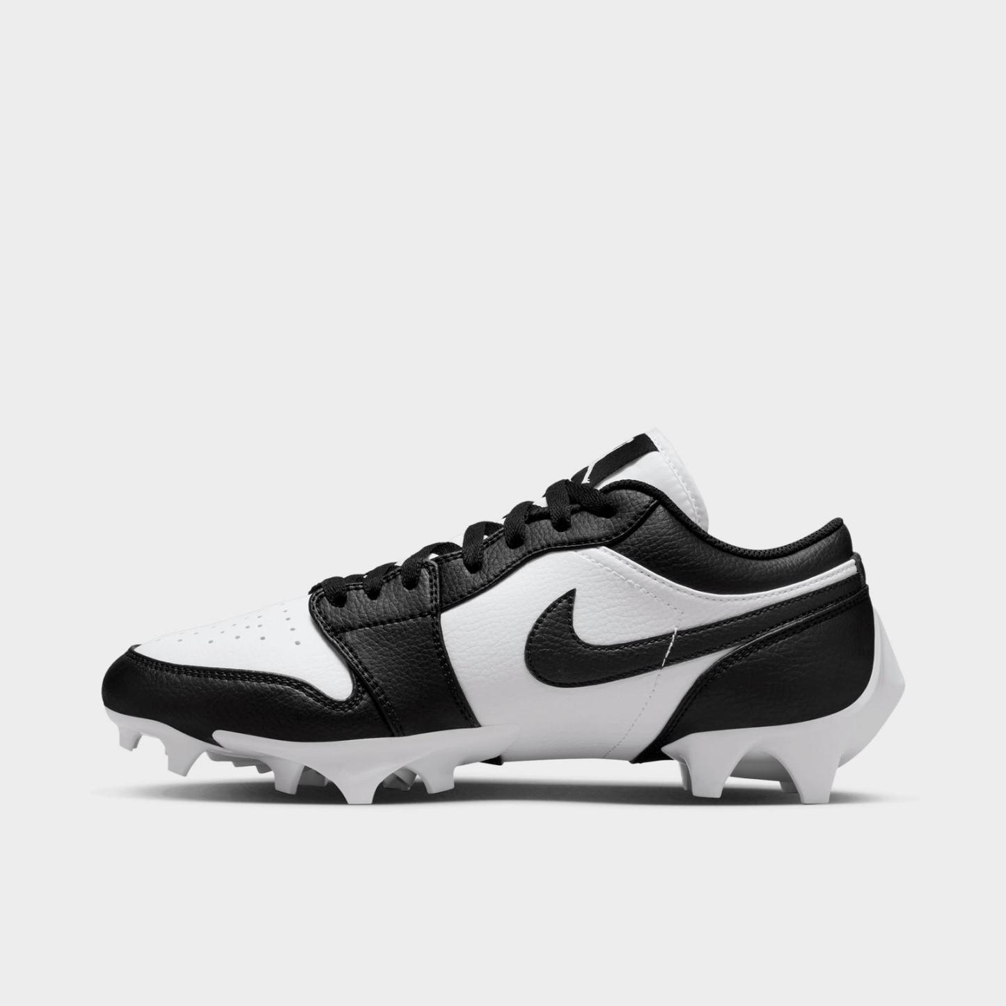Men's Jordan 1 Low TD Football Cleats - White/Black/Black - view 1