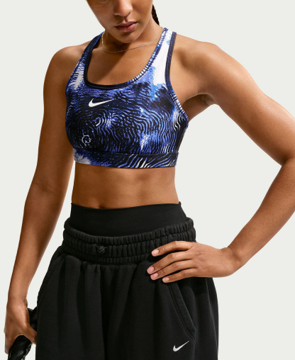 Nike Women's Swoosh Medium Support Padded Sports Bra - Midnight Navy/sapphire/white