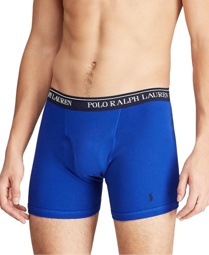 Polo Ralph Lauren Men's 5-Pack Classic Cotton Boxer Briefs - Andover / Aerial Blue / Rugby Royal / Red / Cruise Navy
