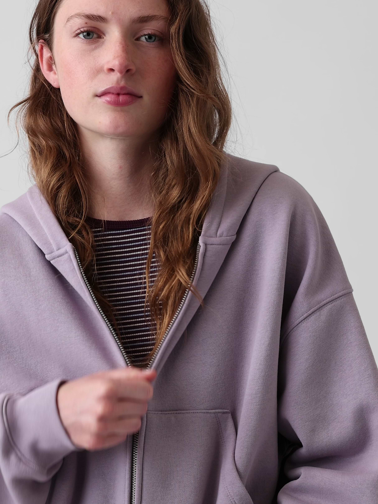 VintageSoft Wedge Zip Hoodie - Dusty mauve purple