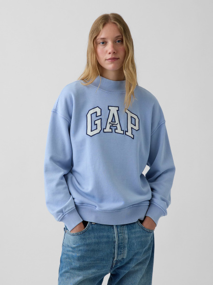 VintageSoft Oversized Mockneck Logo Sweatshirt - Air stream blue