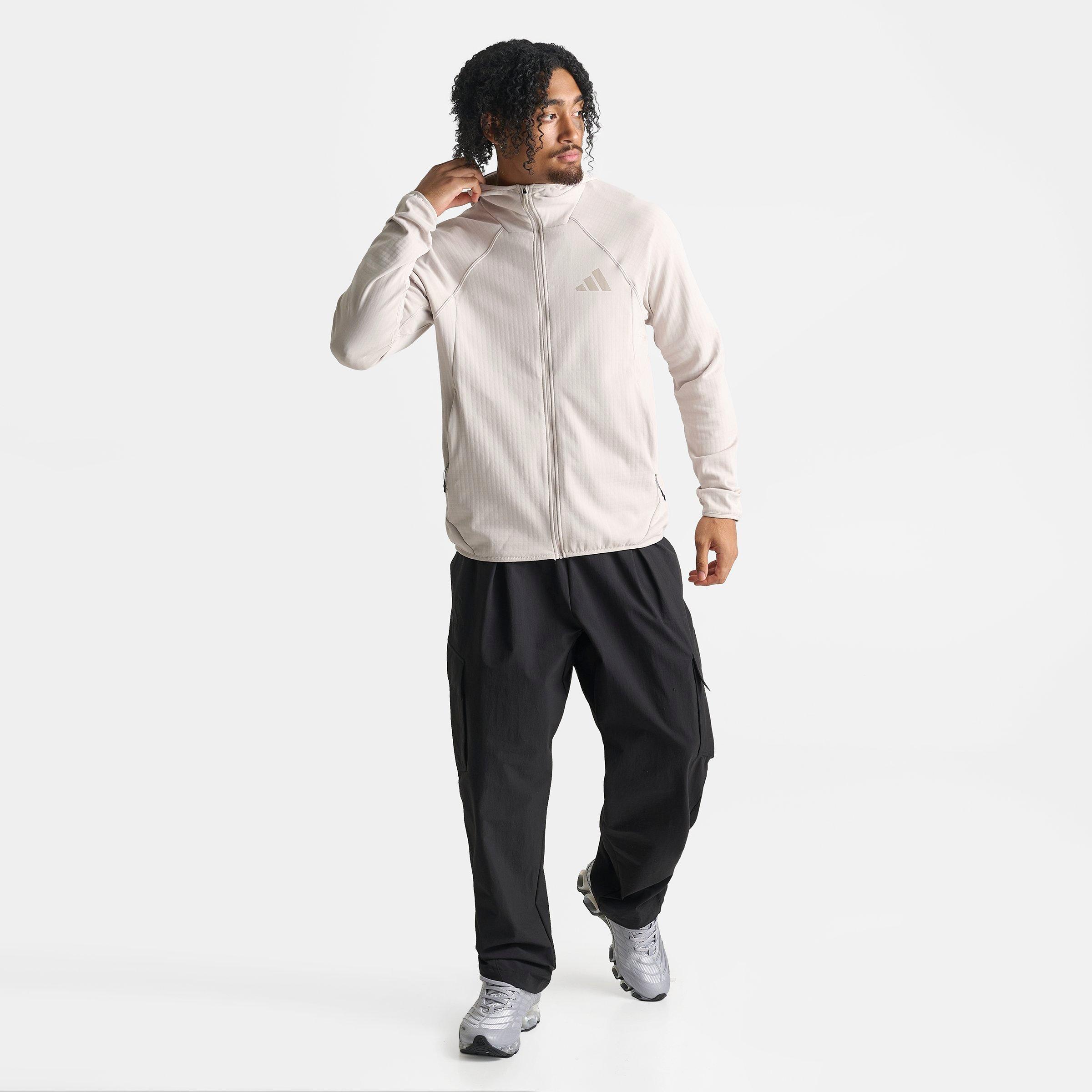 Men's adidas TERREX Xperior Climawarm+ Ventknit Fleece Full-Zip Hooded Jacket - Wonder Alumina