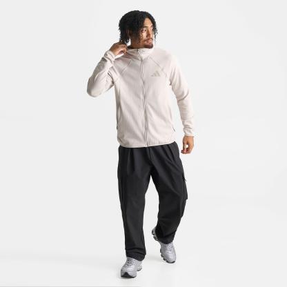 Men's adidas TERREX Xperior Climawarm+ Ventknit Fleece Full-Zip Hooded Jacket - Wonder Alumina