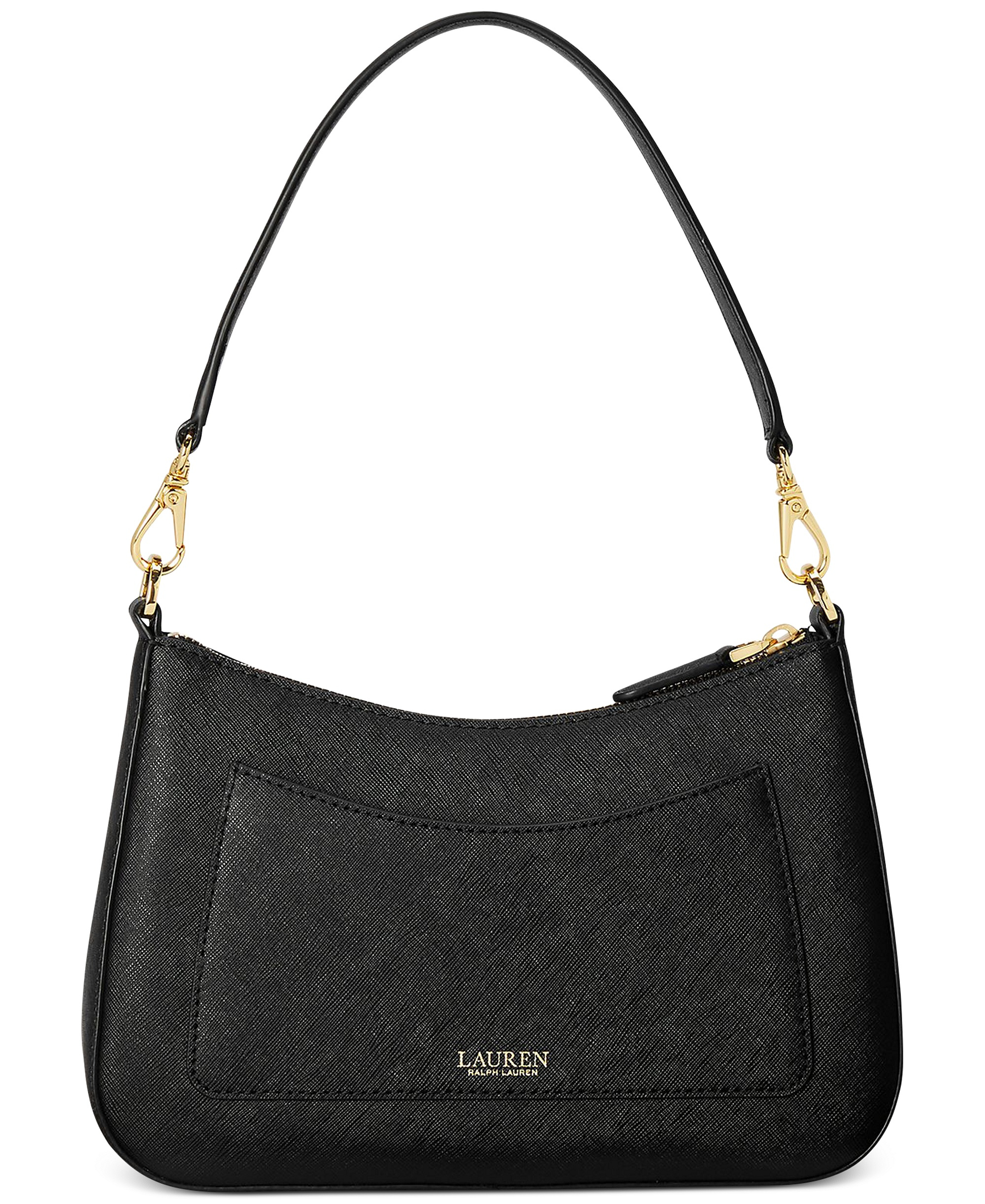 Lauren Ralph Lauren Crosshatch Leather Danni Small Shoulder Handbag - Black