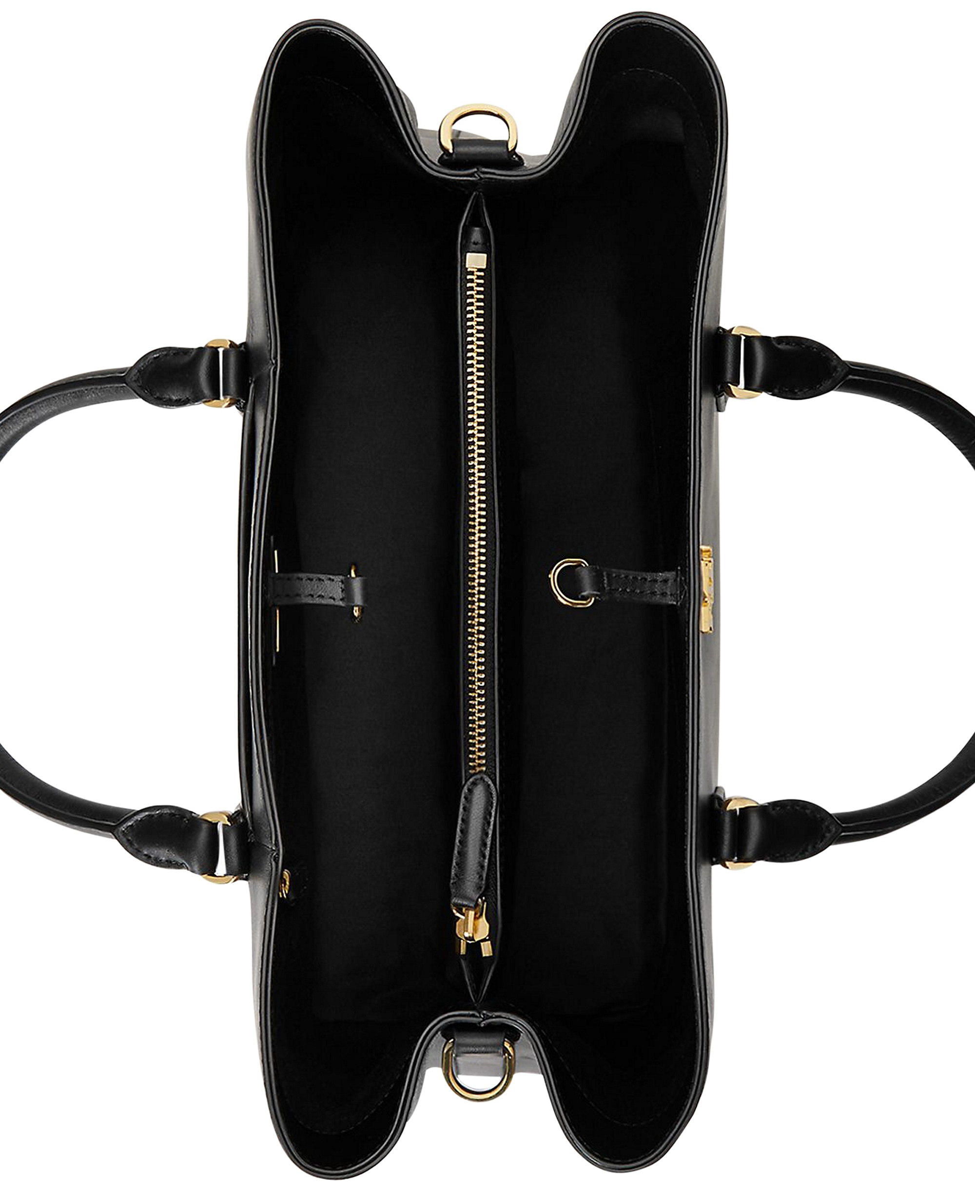 Lauren Ralph Lauren Full-Grain Leather Large Marcy Satchel Bag - Black