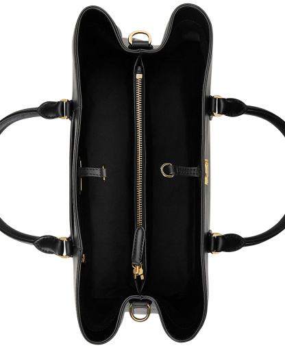 Lauren Ralph Lauren Full-Grain Leather Large Marcy Satchel Bag - Black