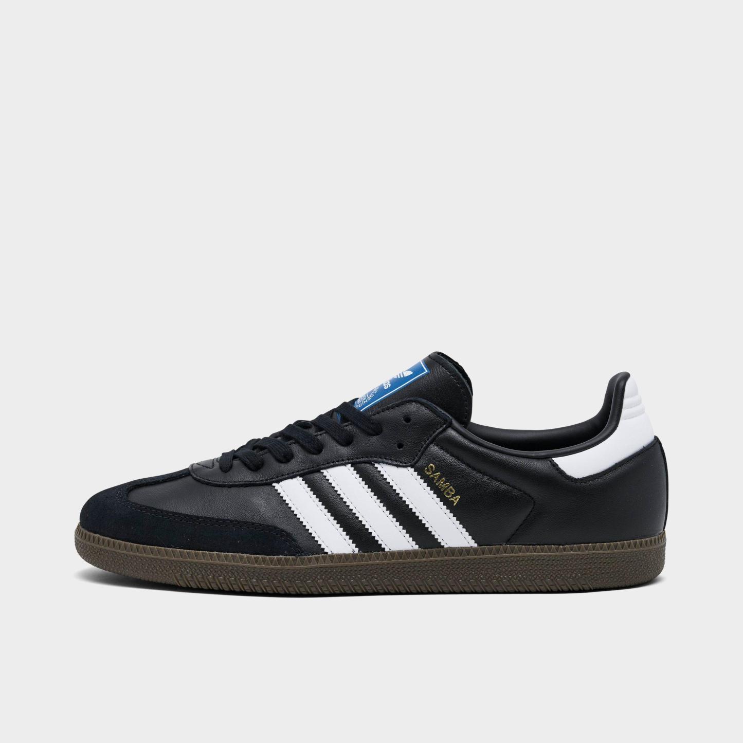 Men's adidas Originals Samba OG Casual Shoes - Part 2 - Black/White/Gum - Left shoe facing left. Outside of the shoe.