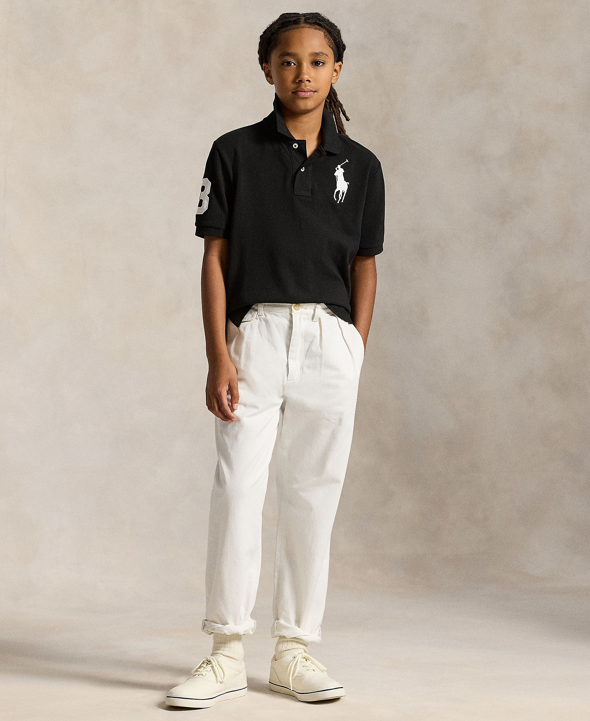 Polo Ralph Lauren Boys' 8-20 Big Pony Cotton Mesh Short-Sleeve Polo Shirt - Polo Black/White
