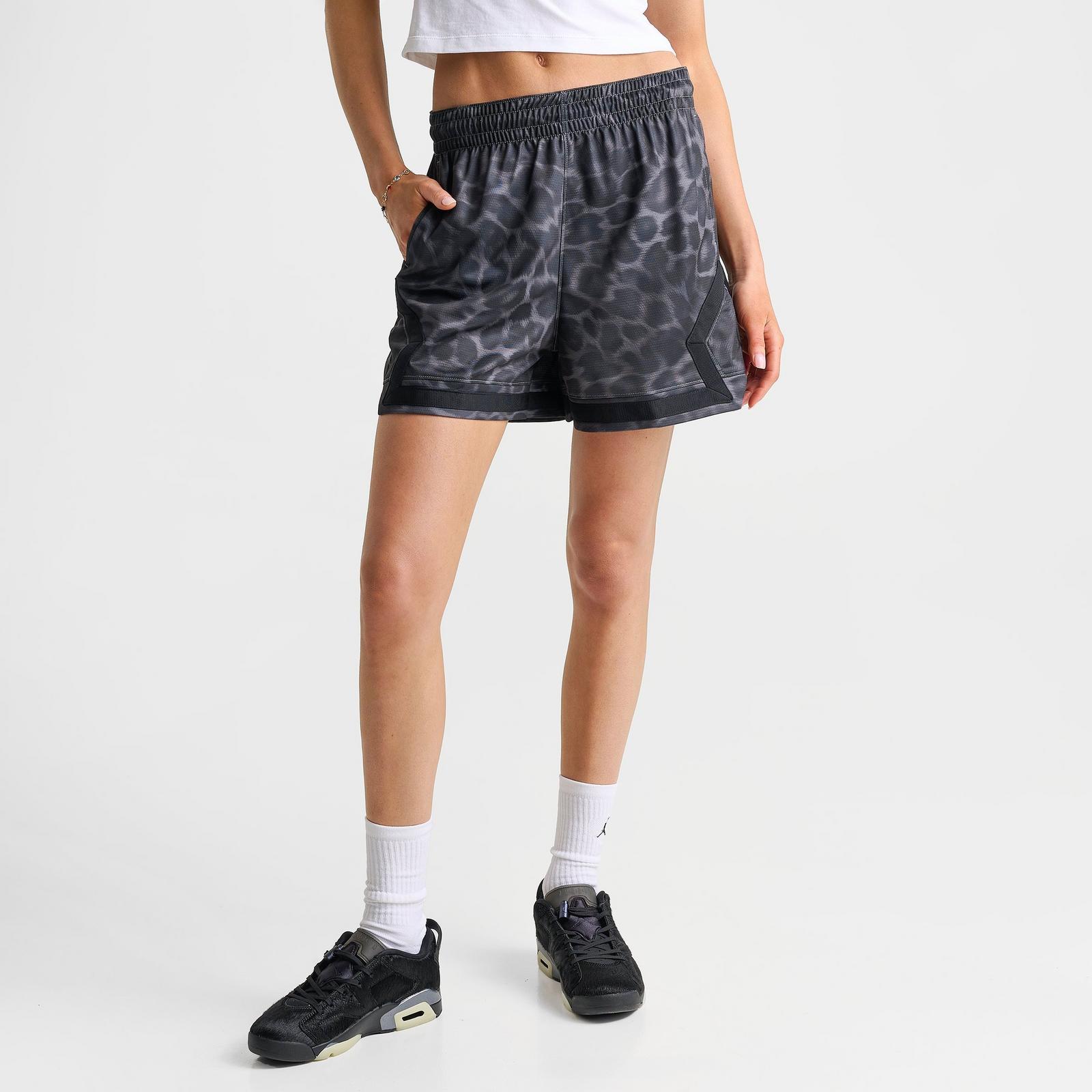 Women's Jordan Sport Leopard Print 4" Diamond Basketball Shorts - Black/Black - view 3
