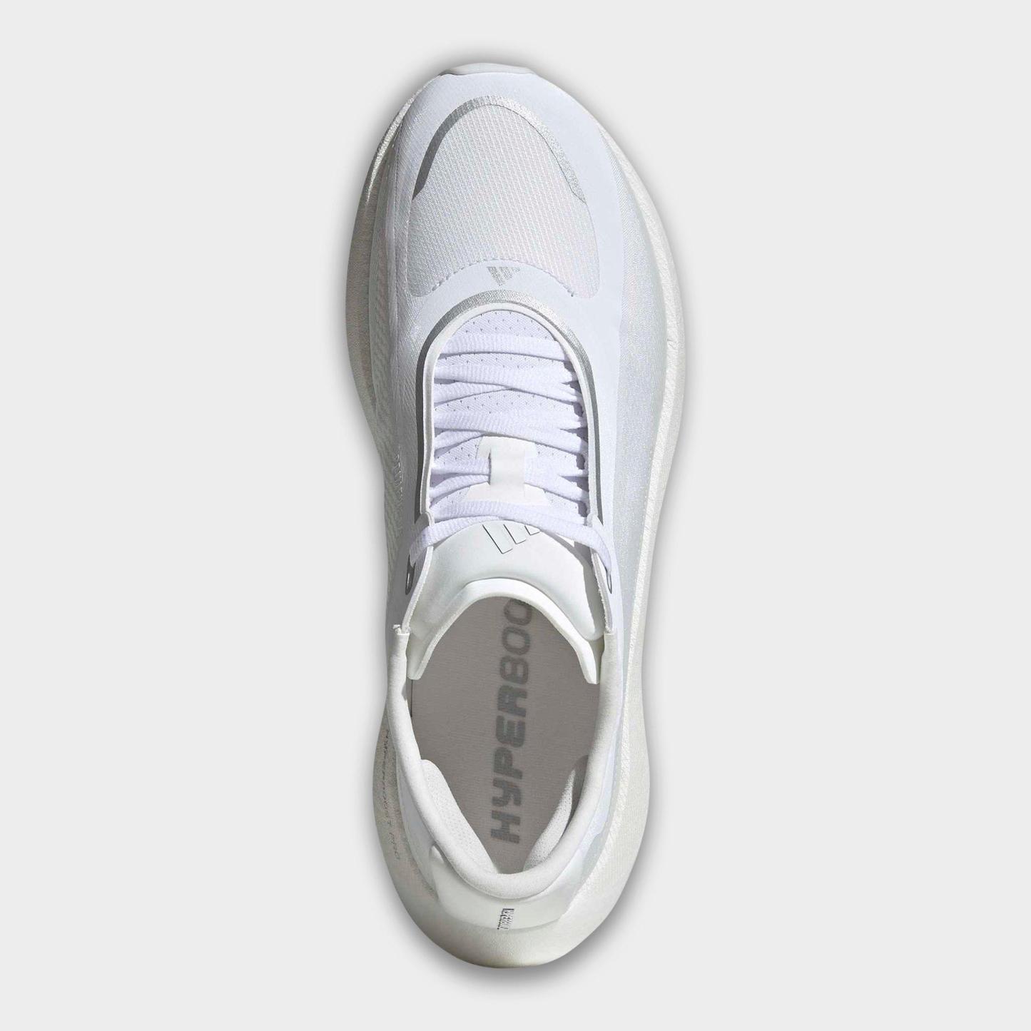 Men's adidas Hyperboost Edge Running Shoes - Part 1 - Cloud White/Silver Metallic/Zero Metallic - Top view