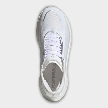 Men's adidas Hyperboost Edge Running Shoes - Part 1 - Cloud White/Silver Metallic/Zero Metallic - Top view