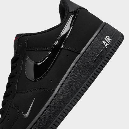Men's Nike Air Force 1 '07 LV8 Casual Shoes - Black/Black/Dark Smoke Grey/University red