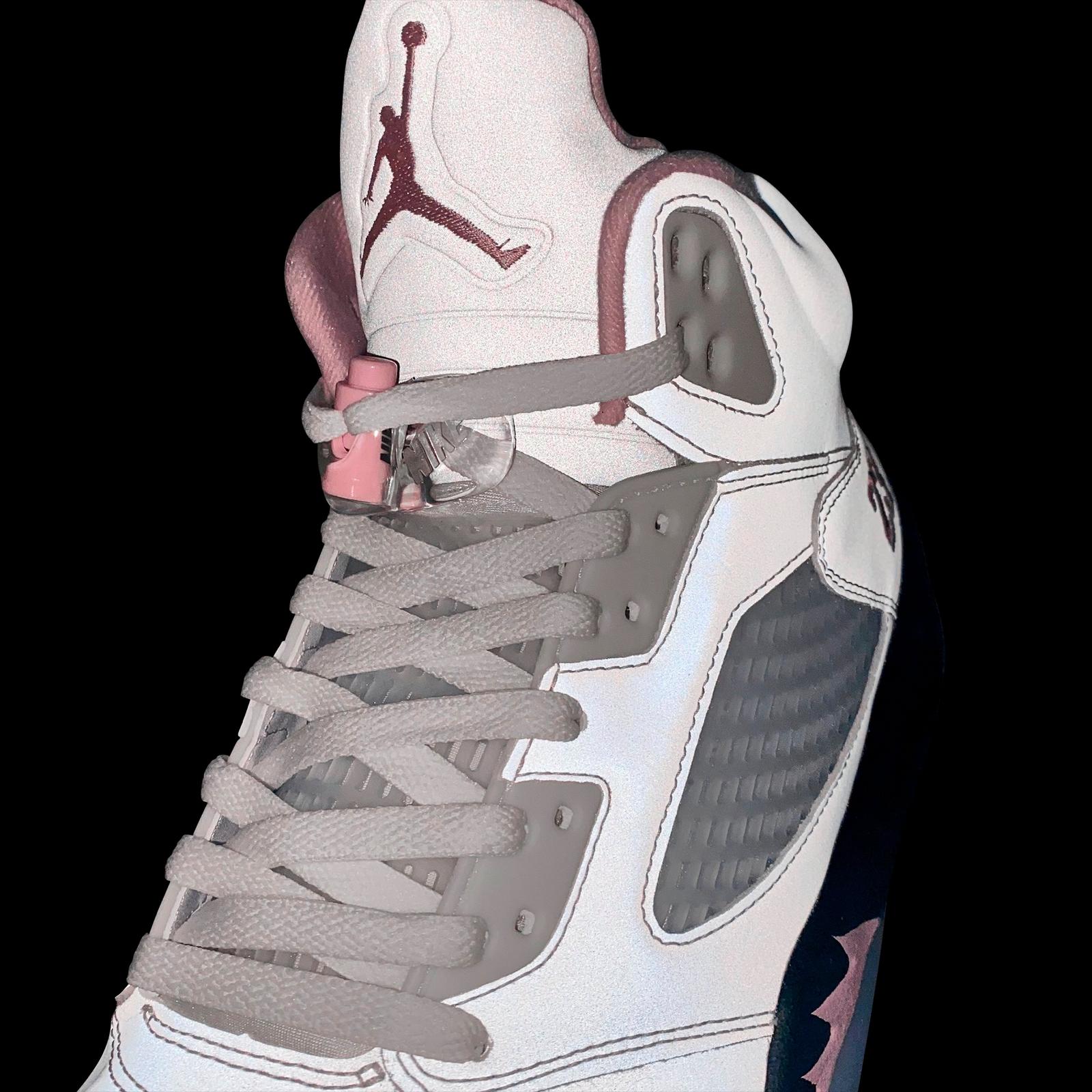 Men's Air Jordan Retro 5 Basketball Shoes - White/Medium Soft Pink/Black - view 3