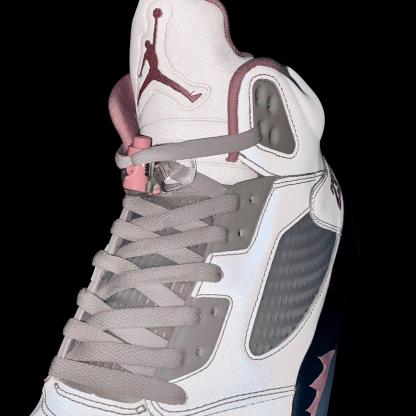 Men's Air Jordan Retro 5 Basketball Shoes - White/Medium Soft Pink/Black - view 3