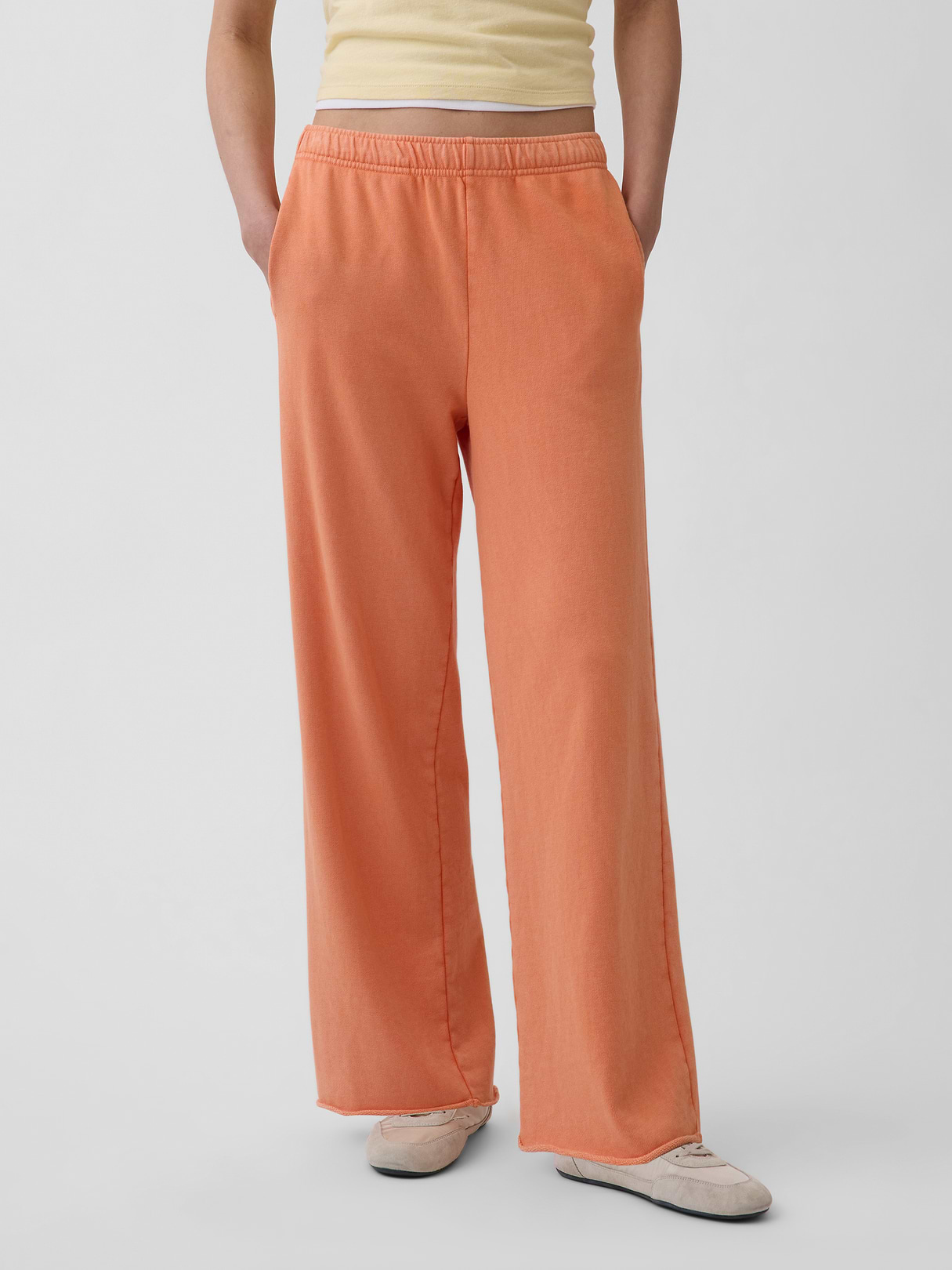 Mid Rise VintageSoft Terry Loose Sweatpants - Tangerine orange